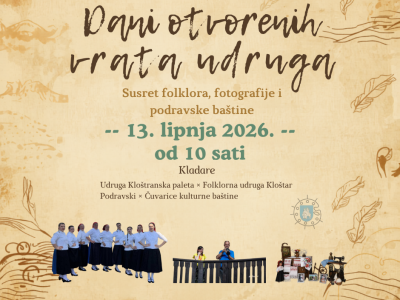 Dani otvorenih vrata udruga - Susret folklora, fotografije i podravske baštine